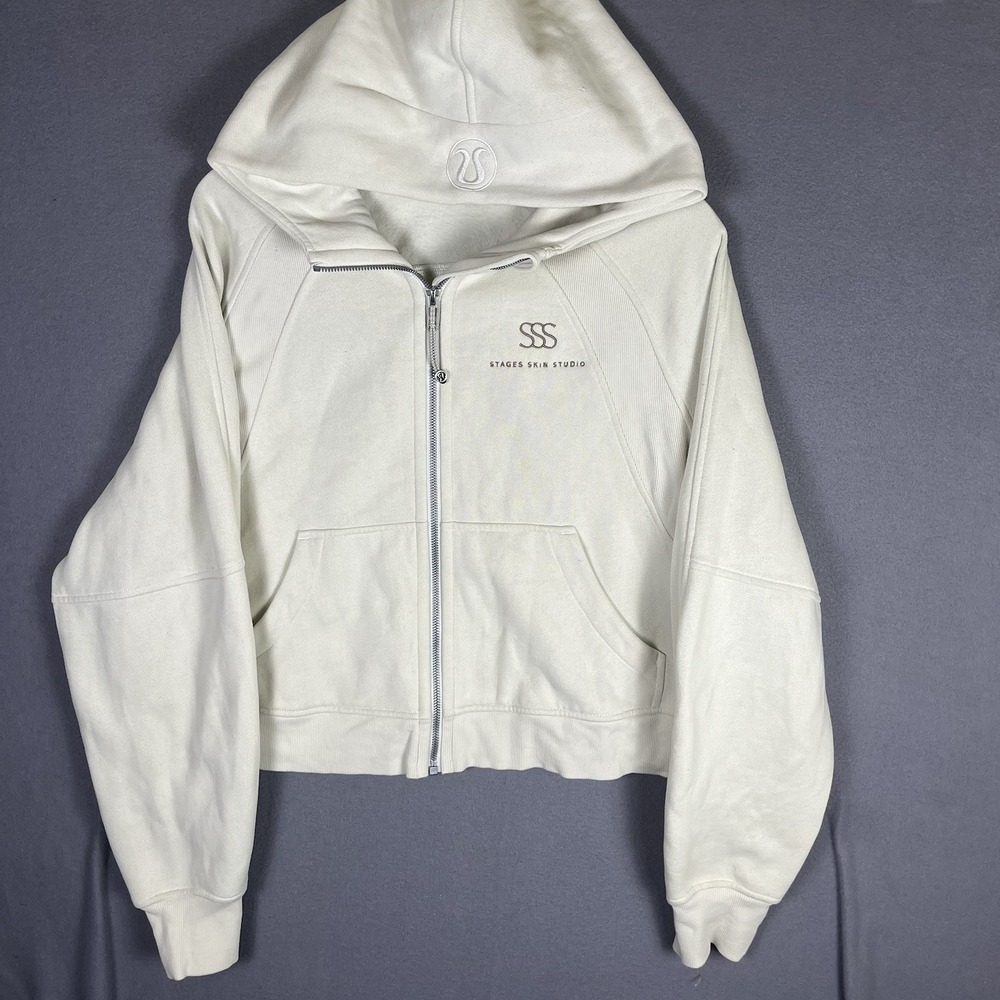 Lululemon Scuba Oversized Full Zip Hoodie M/L Cream Ivory Waist‎ Length